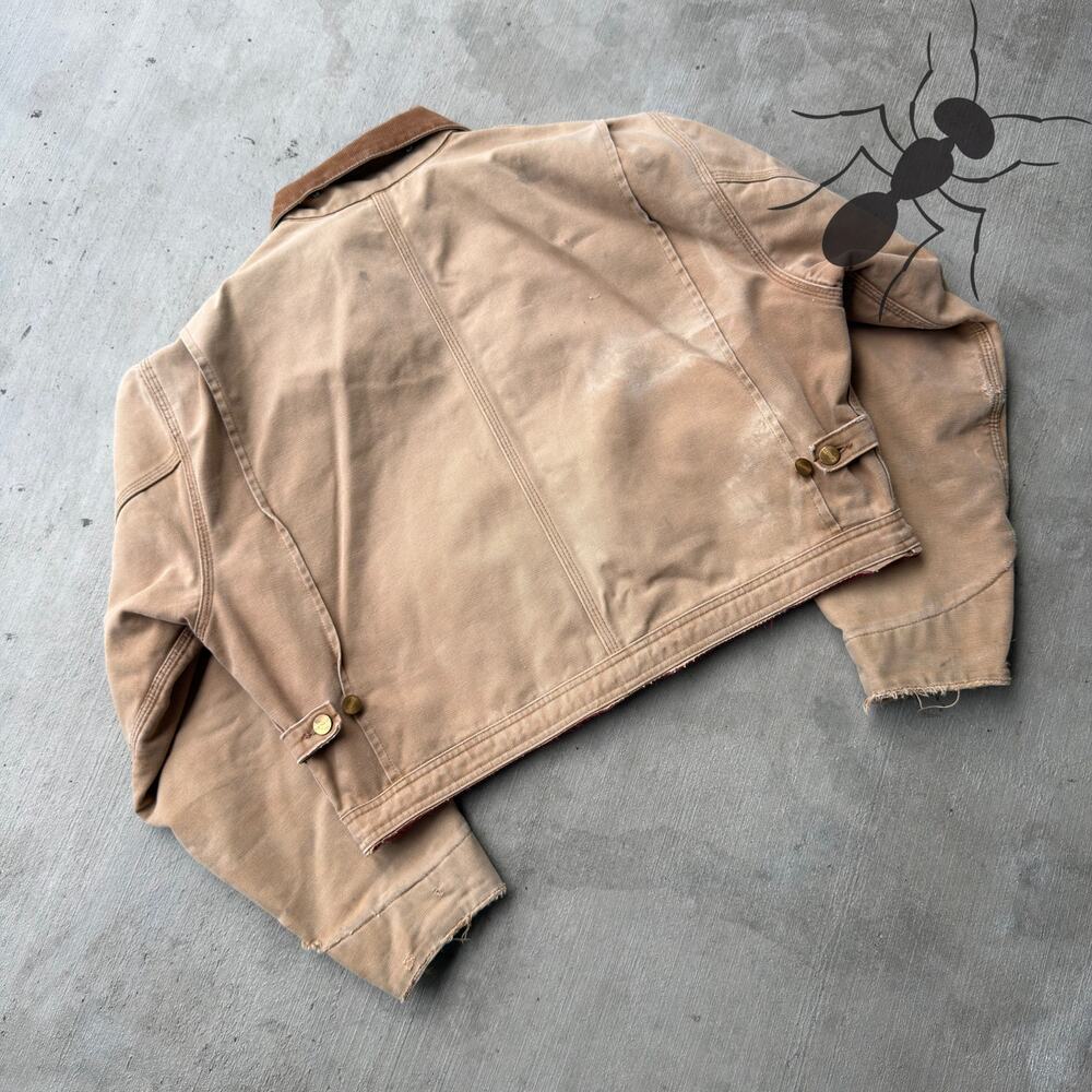 Vintage Y2K Carhartt brown cropped Detroit style work wear jacket - Picture 6 of 8